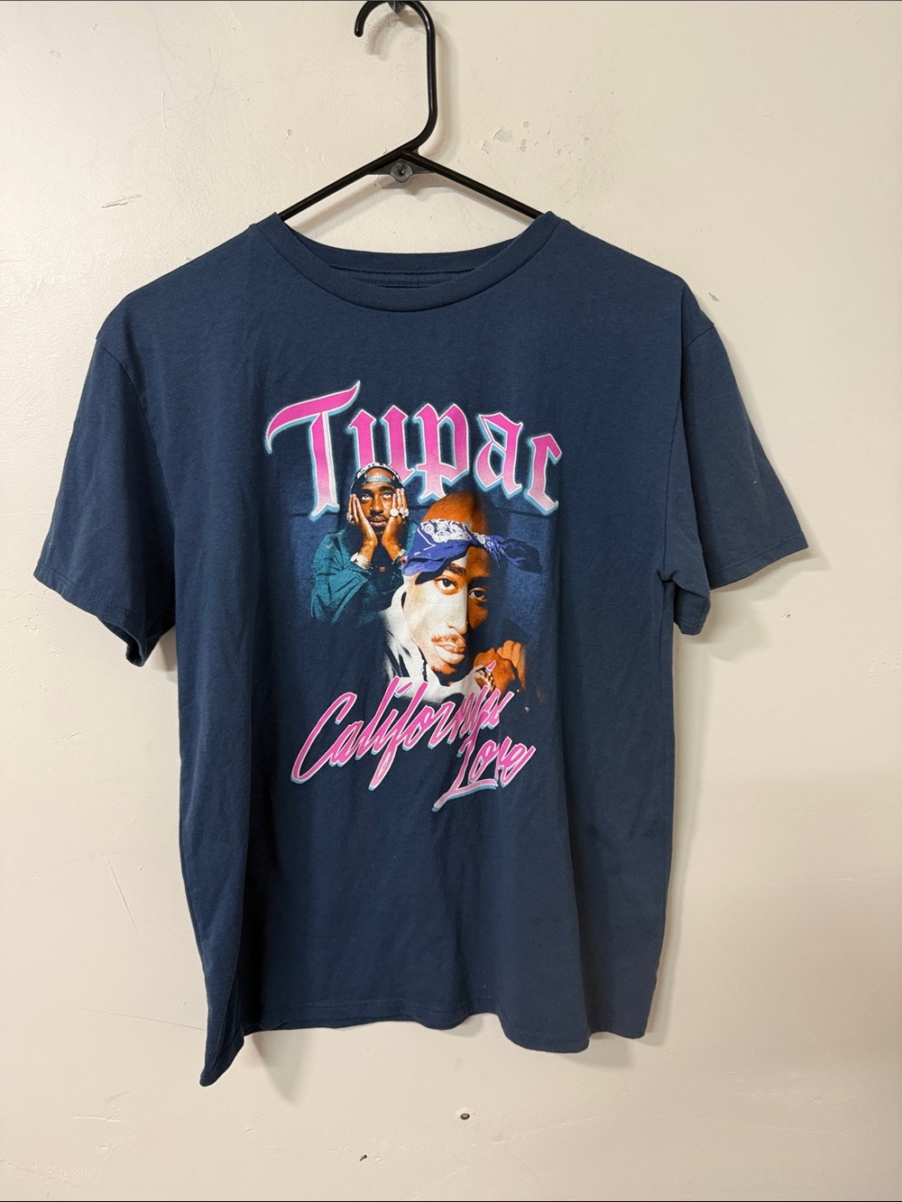 Tupac California Love Graphic Tee - Navy Blue